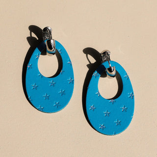 Seabreeze Star Olivia Leather Hoop Earrings - Nickel & Suede