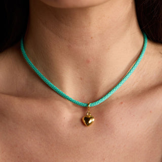 Seafoam Minimalist Cord Necklace - Nickel & Suede