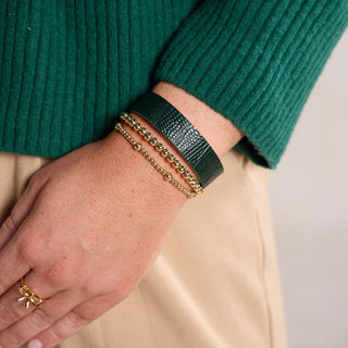 Serrano Thin Leather Cuff Bracelet - Nickel & Suede