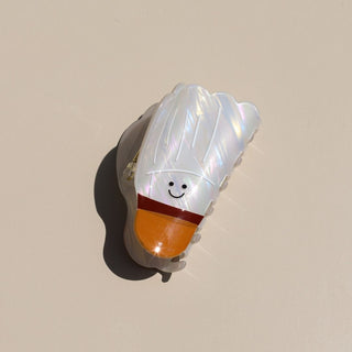 Shuttlecock Hair Clip - Nickel & Suede