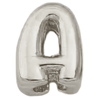 Silver A Initial Bubble Letter Bead - Nickel & Suede