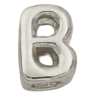 Silver B Initial Bubble Letter Bead - Nickel & Suede