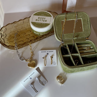 Silver Beaded Drop Statement Earrings - Nickel & Suede