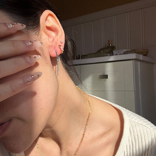 Silver Beaded Drop Statement Earrings - Nickel & Suede