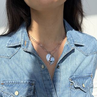 Silver Best Friends Charm Necklace Set - Nickel & Suede