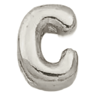 Silver C Initial Bubble Letter Bead - Nickel & Suede