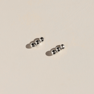 Silver Chloe Bar Studs - Nickel & Suede