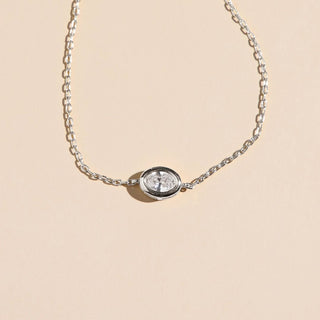 Silver CZ Bezel Waterproof Pendant Bracelet - Nickel & Suede