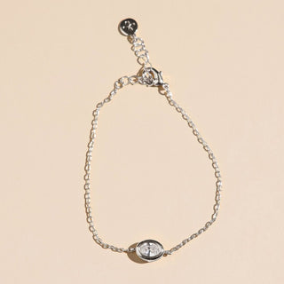 Silver CZ Bezel Waterproof Pendant Bracelet - Nickel & Suede
