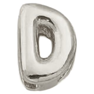 Silver D Initial Bubble Letter Bead - Nickel & Suede