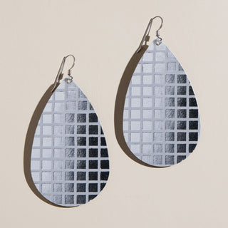 Silver Disco Teardrops - Nickel & Suede