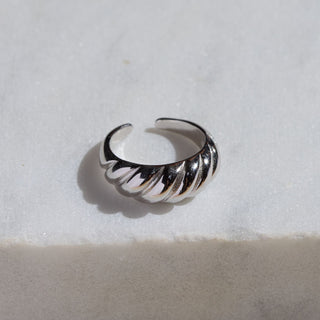 Silver DNA Twist Ring - Nickel & Suede