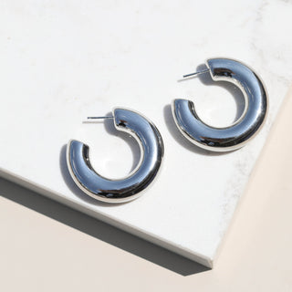 Silver Donut Hoops - Nickel & Suede