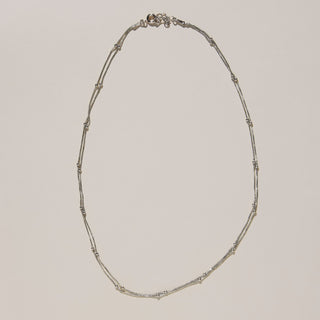 Silver Double Layer Saturn Chain Necklace - Nickel & Suede