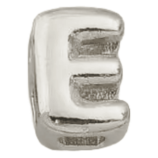 Silver E Initial Bubble Letter Bead - Nickel & Suede
