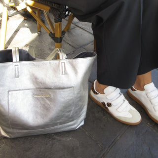 Silver Everyday Tote - Nickel & Suede