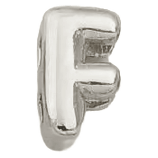 Silver F Initial Bubble Letter Bead - Nickel & Suede