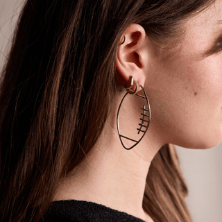 Silver Football Hoops - Nickel & Suede