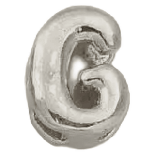 Silver G Initial Bubble Letter Bead - Nickel & Suede