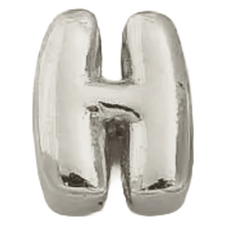 Silver H Initial Bubble Letter Bead - Nickel & Suede