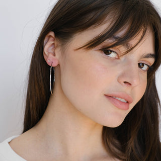 Silver Halo Hoops - Nickel & Suede