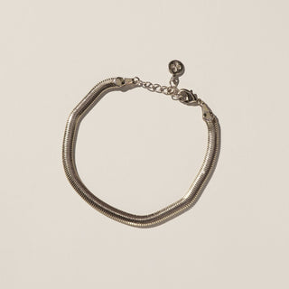 Silver Herringbone Bracelet - Nickel & Suede