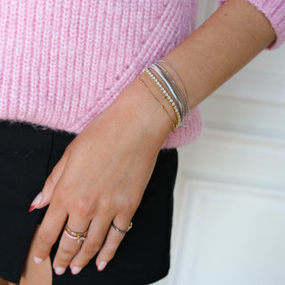 Silver Herringbone Bracelet - Nickel & Suede