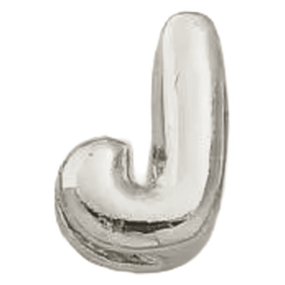 Silver J Initial Bubble Letter Bead - Nickel & Suede