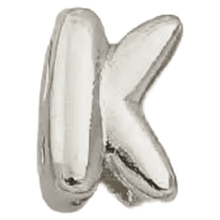 Silver K Initial Bubble Letter Bead - Nickel & Suede