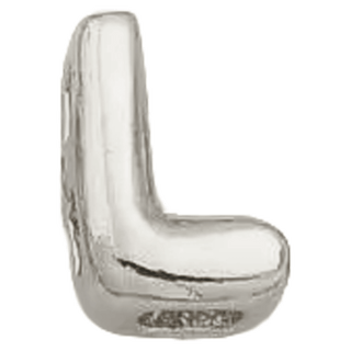 Silver L Initial Bubble Letter Bead - Nickel & Suede