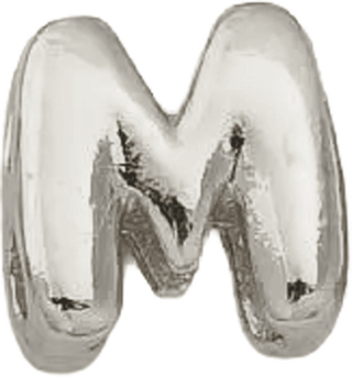 Silver M Initial Bubble Letter Bead - Nickel & Suede
