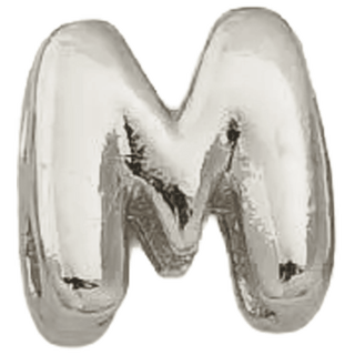 Silver M Initial Bubble Letter Bead - Nickel & Suede