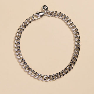 Silver Men's Curb Chain Bracelet - Nickel & Suede