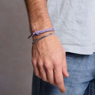 Silver Men's Curb Chain Bracelet - Nickel & Suede