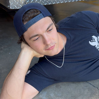 Silver Men's Curb Chain Necklace - Nickel & Suede