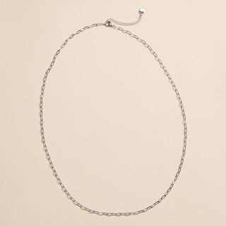 Silver Mini Paper Clip Chain Layering Necklace - Nickel & Suede