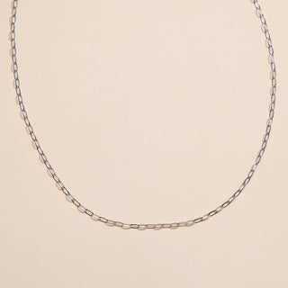 Silver Mini Paper Clip Chain Layering Necklace - Nickel & Suede