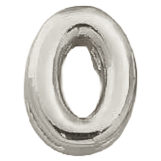 Silver O Initial Bubble Letter Bead - Nickel & Suede