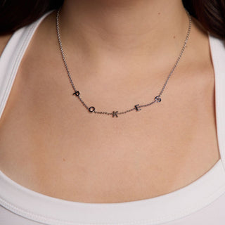 Silver Oklahoma State University "POKES" Initial Necklace - Nickel & Suede