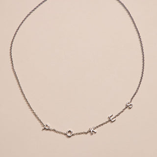 Silver Oklahoma State University "POKES" Initial Necklace - Nickel & Suede