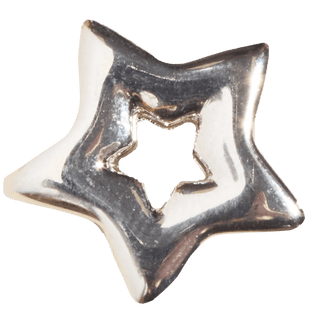 Silver Open Star Bubble Bead - Nickel & Suede
