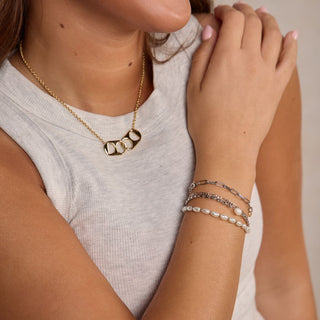 Silver Pearl Bracelet Stack Set - Nickel & Suede