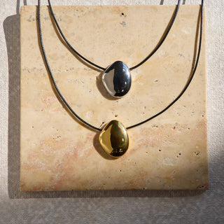 Silver Pendant Cord Necklace - Nickel & Suede
