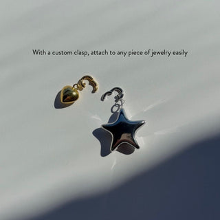 Silver Puffy Star Charm - Nickel & Suede