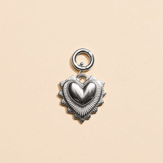 Silver Radiant Heart Charm - Nickel & Suede