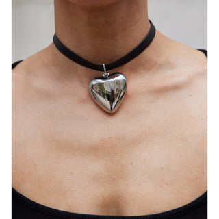 Silver Romeo Choker - Nickel & Suede