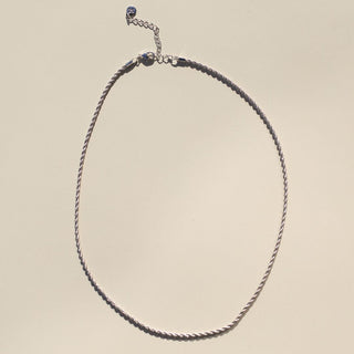 Silver Rope Chain Necklace - Nickel & Suede