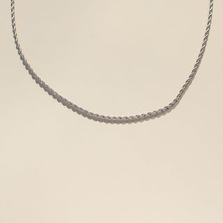 Silver Rope Chain Necklace - Nickel & Suede