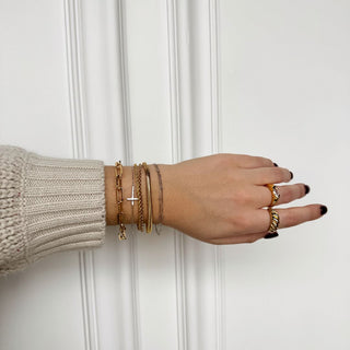 Silver Sideways Cross Bracelet - Nickel & Suede