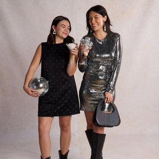 Silver Sparkle Luxe Avery - Nickel & Suede